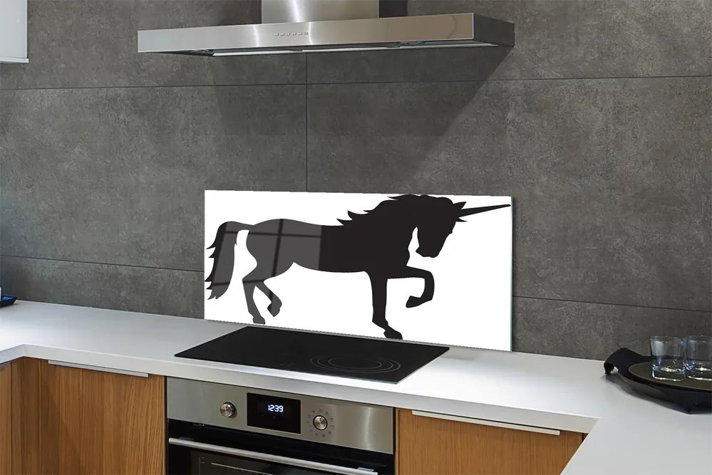 Panel szklany do Kuchni Mistyczny Czarny Jednorożec