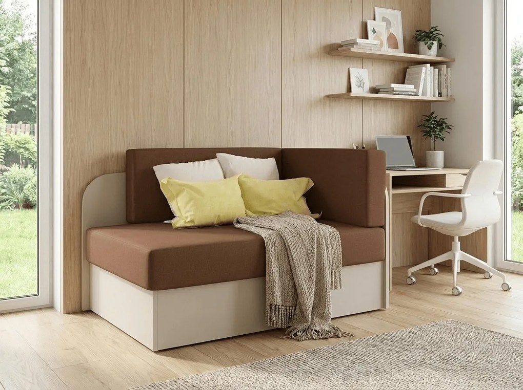 Mała rozkładana sofa ROSA, brązowa/beżowa