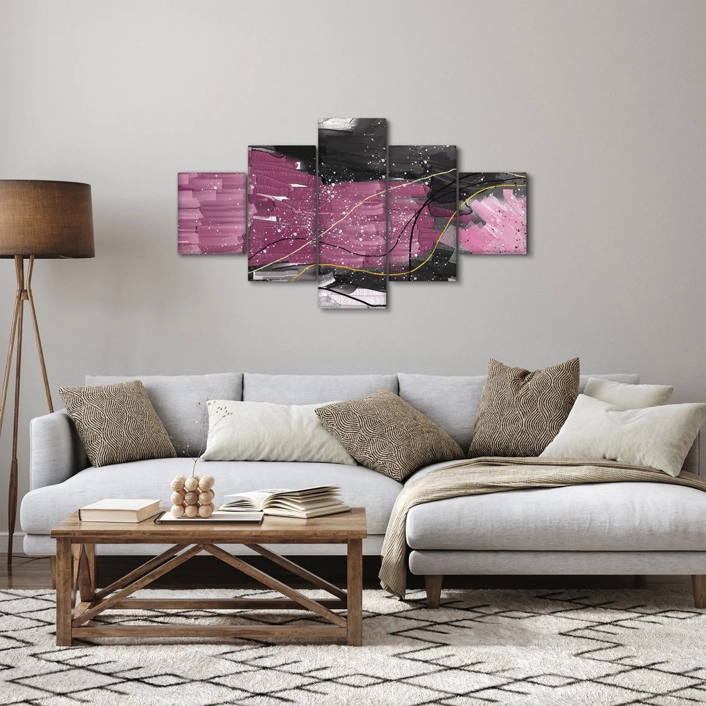 Obraz - Różowo - czarna abstrakcja (125x70 cm)