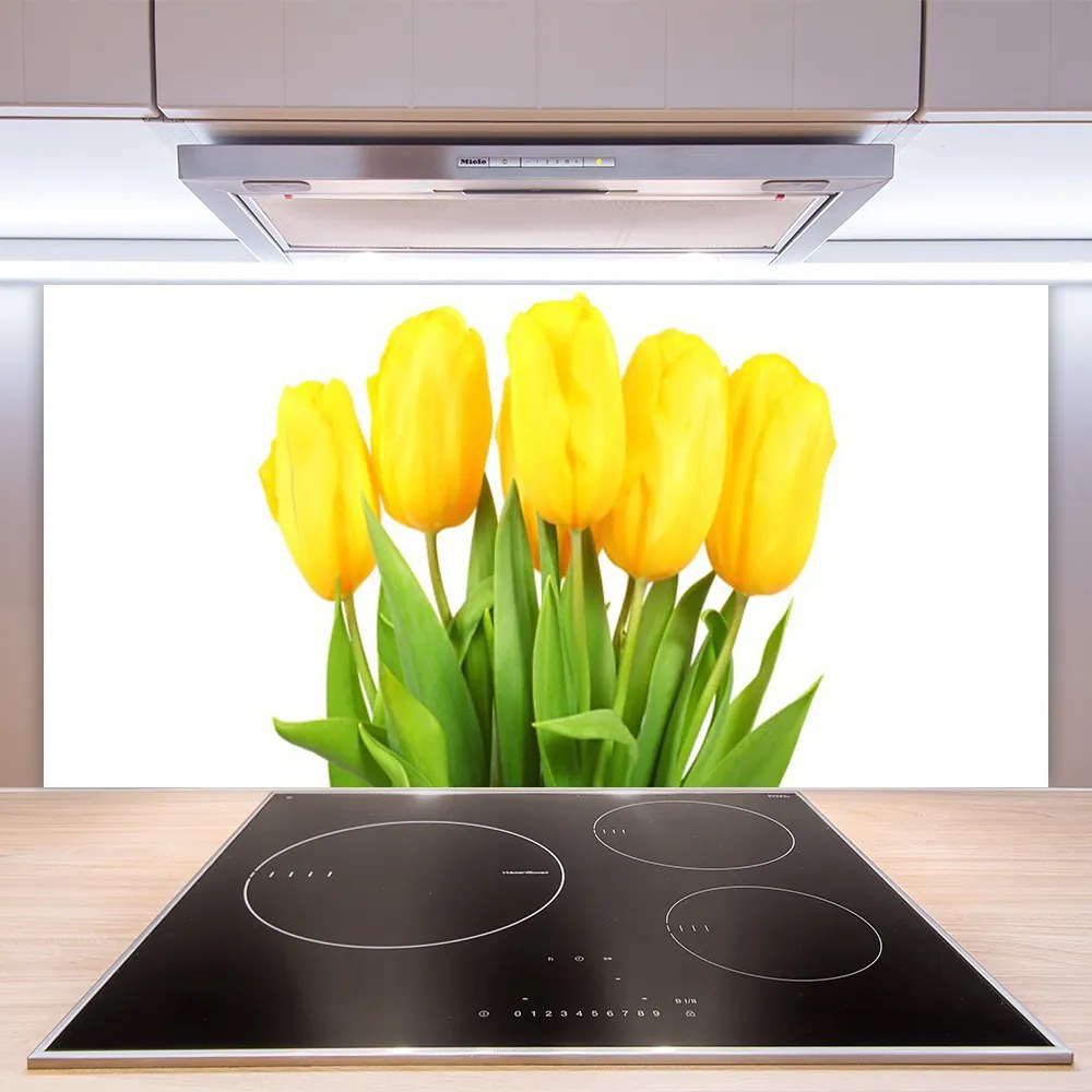 Panel Szklany do Kuchni Tulipany w Porannym Słońcu