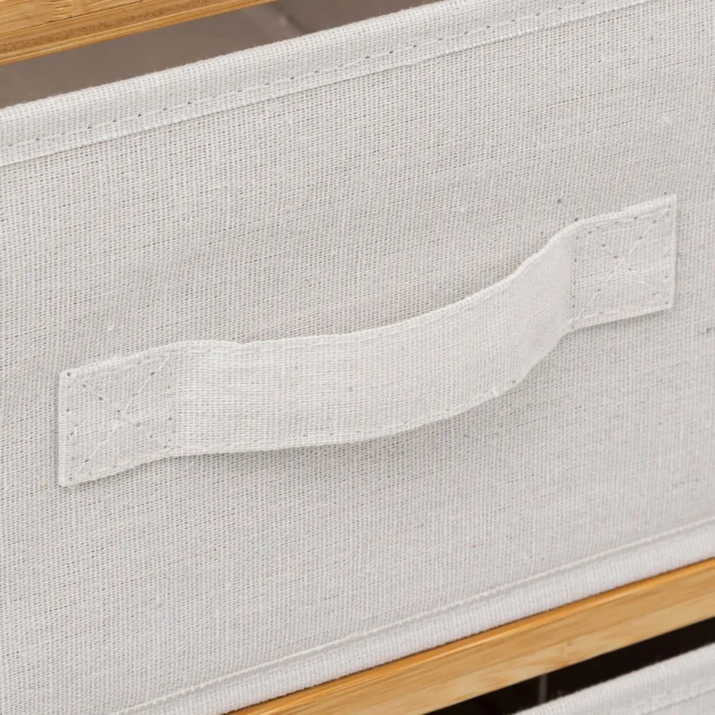 Półka bambusowa TIDY z 6 materiałowymi koszami, wys. 78,5 cm