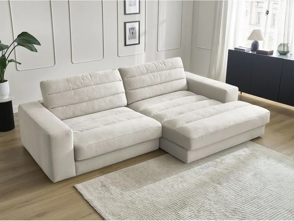 Beżowy aksamitny narożnik (prawostronny/z szezlongiem) Sierra – Bobochic Paris