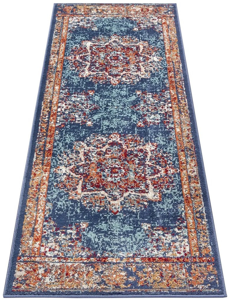 Dywan klasyczny Luxor Rozeta niebieski 80 cm x 240 cm