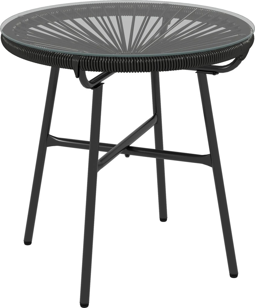 Outsunny Stolik Ogrodowy Boho Czarny 50x50x50cm | Aosom PL