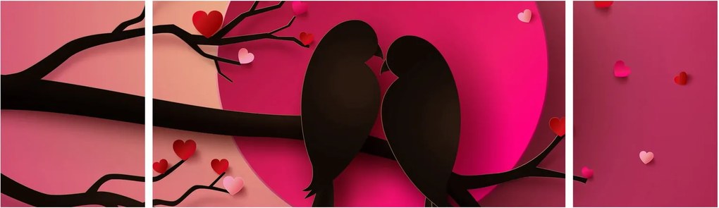 Obraz - Zakochane ptaki (170x50 cm)