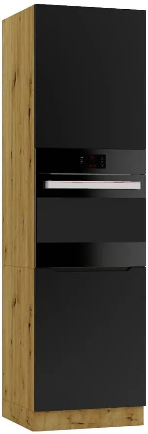 Słupek pod zabudowę piekarnika dąb artisan + czarny K1-Z59