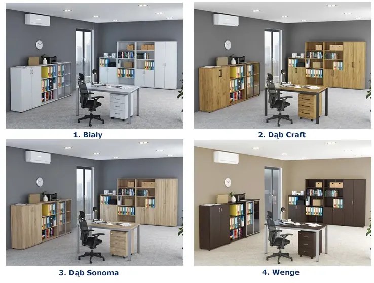 Zamykany na klucz komplet biurowych mebli z biurkiem dąb craft F2-C32