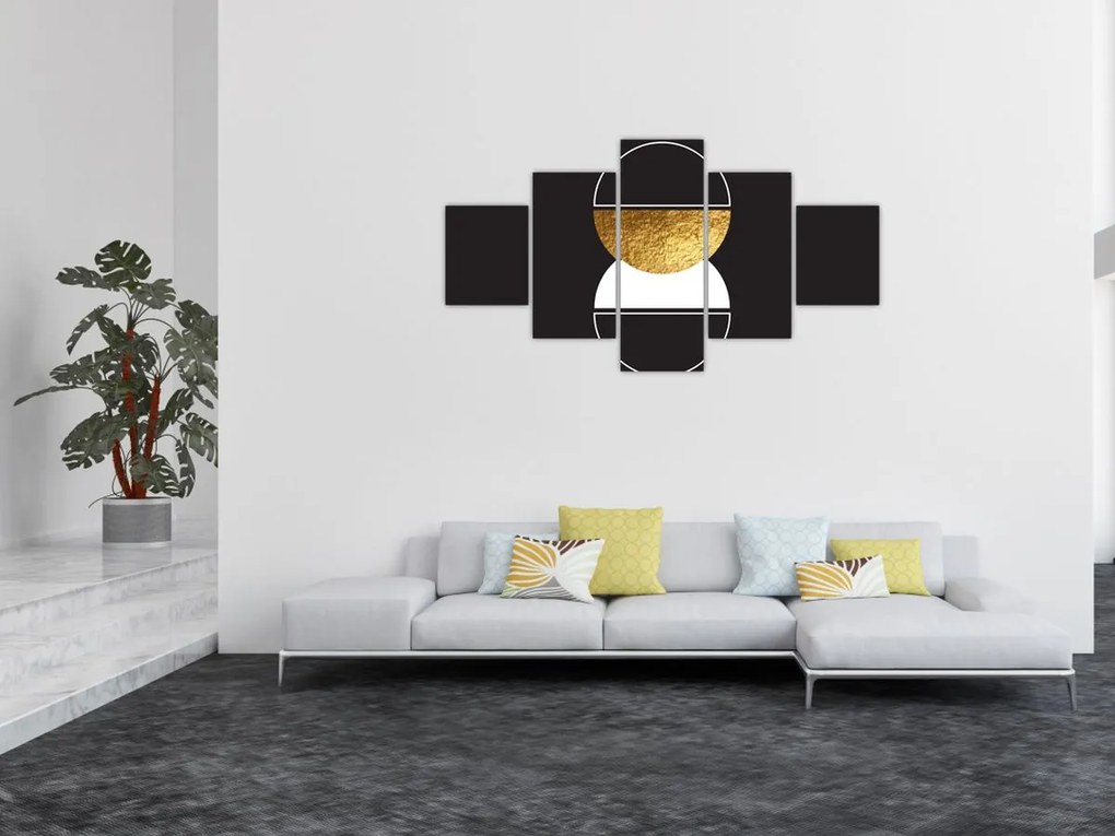 Obraz - Abstrakcja złoto i czerń N⁰2 (125x70 cm)