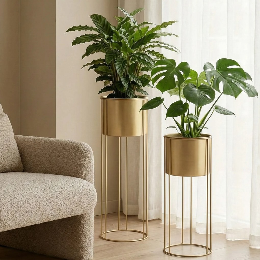 Złote stojaki na kwiaty glamour OSMOS, 2 osłonki