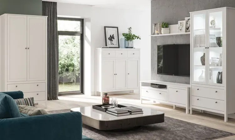 Biały komplet mebli do pokoju młodzieżowego z łóżkiem T2-S08