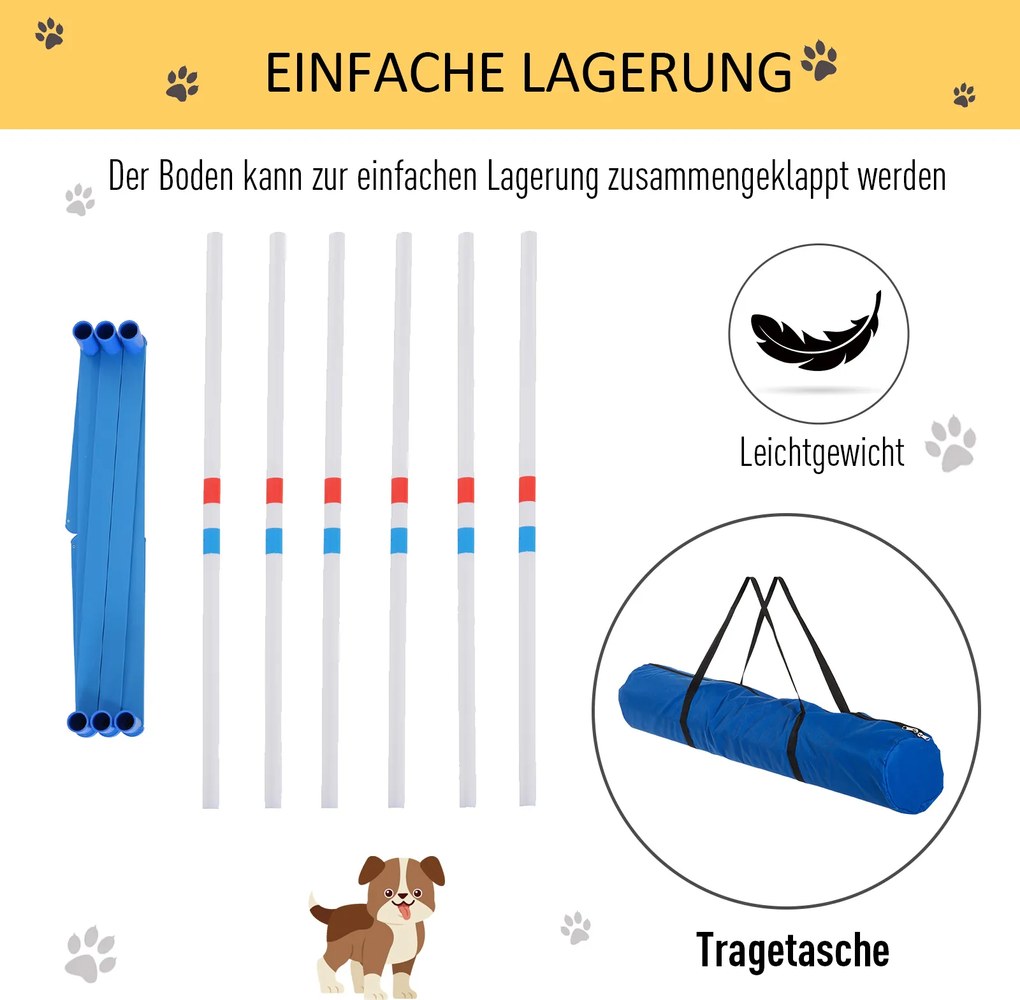 PawHut Drążki do Slalomu dla Psów Trening Agility Zestaw z Torbą PE Biały Niebieski | Aosom PL