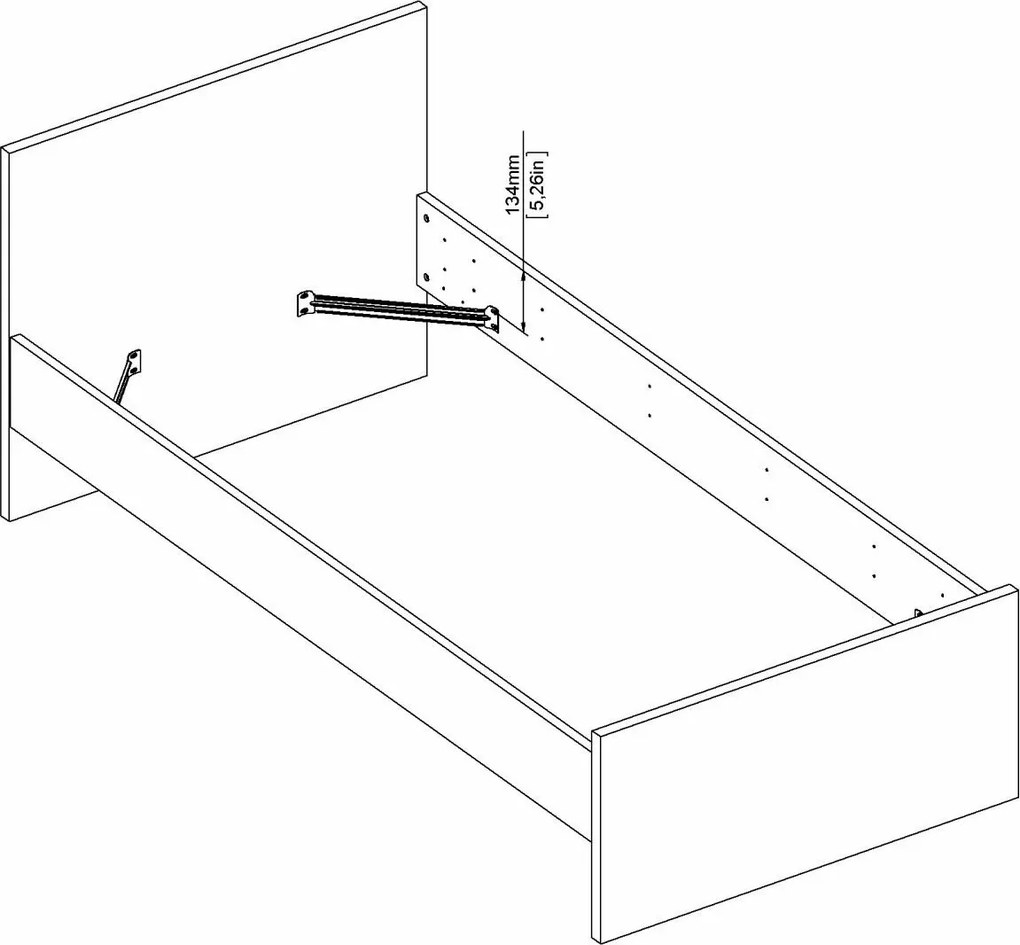 Łóżko 90x190 Naia czarny mat