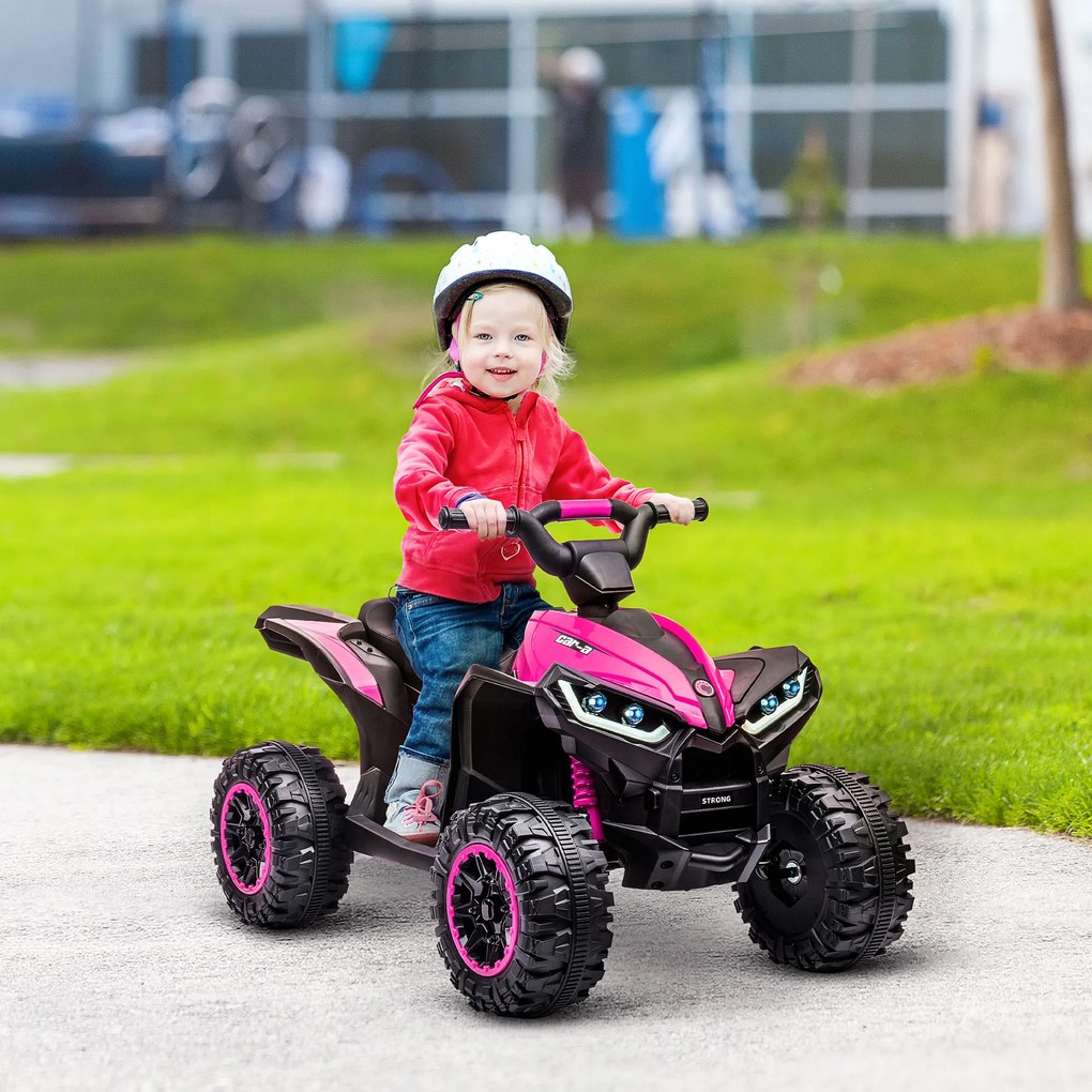 HOMCOM Elektryczny Quad dla Dzieci, 3-6 km/h, Światła/Muzyka, dla 3-5 Latków, do 25kg, Różowy/Czarny