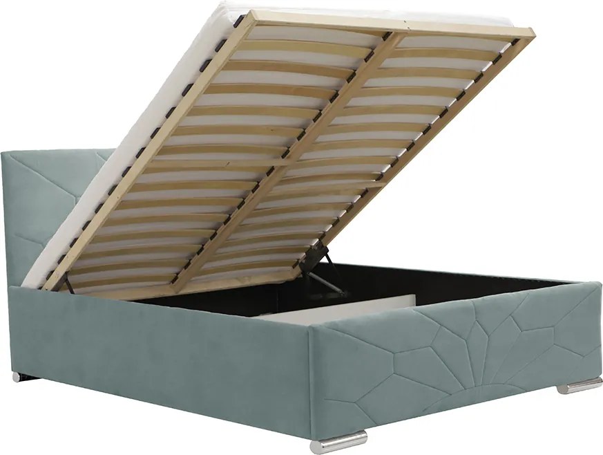 Łóżko tapicerowane z pojemnikiem SORO 120x200 cm Jasny szary