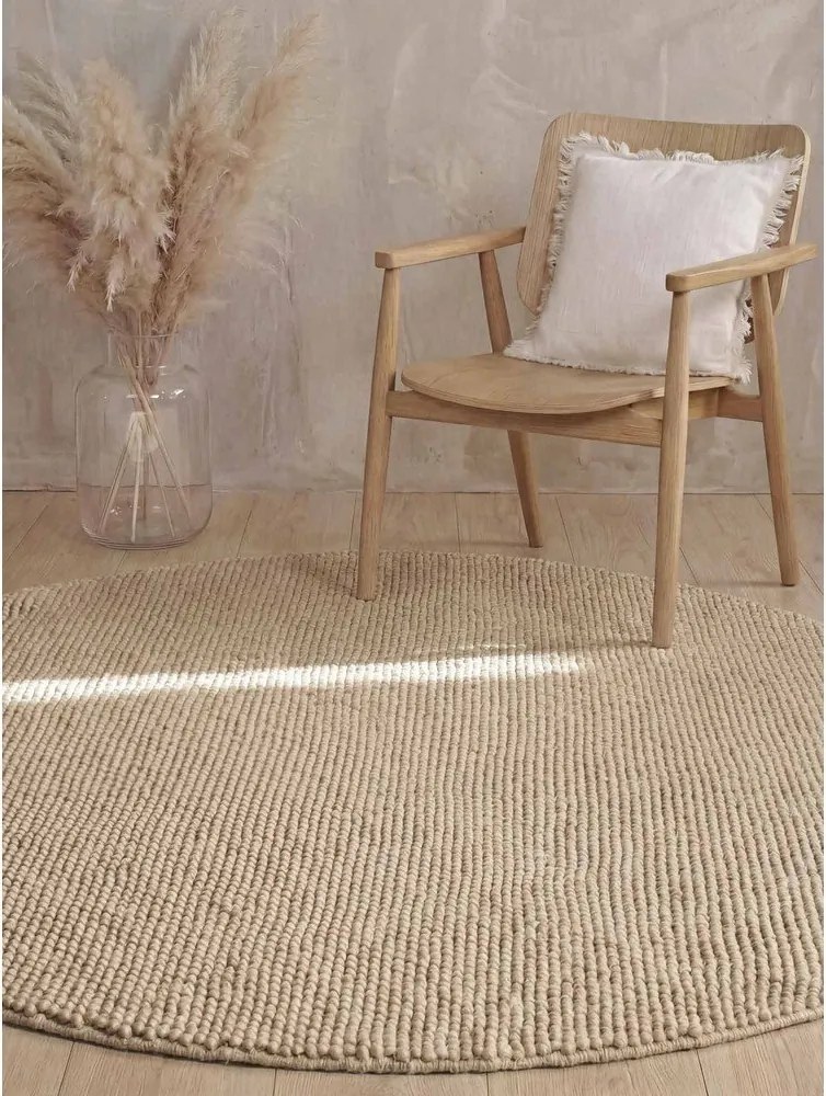 Beżowy wełniany okrągły dywan tkany ręcznie ø 200 cm Richmond Diana – Ted Baker