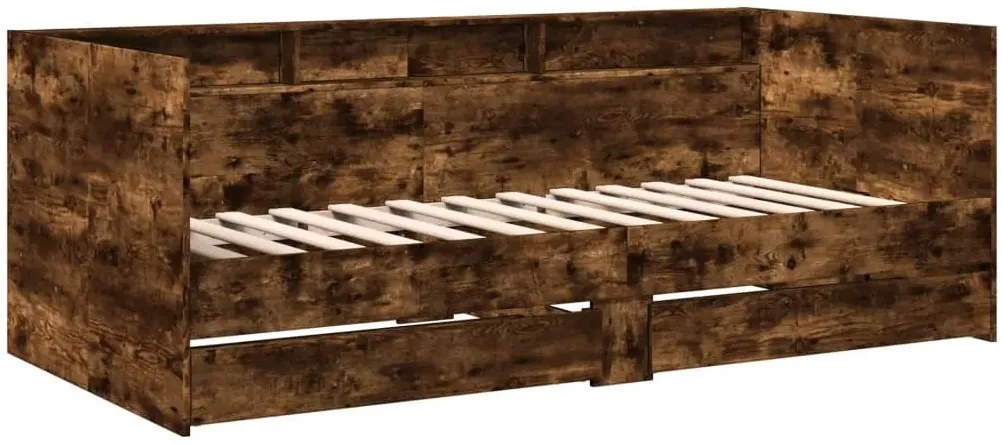 Łóżko z regałem i szufladami 90x200 cm wędzony dąb D1-Z33