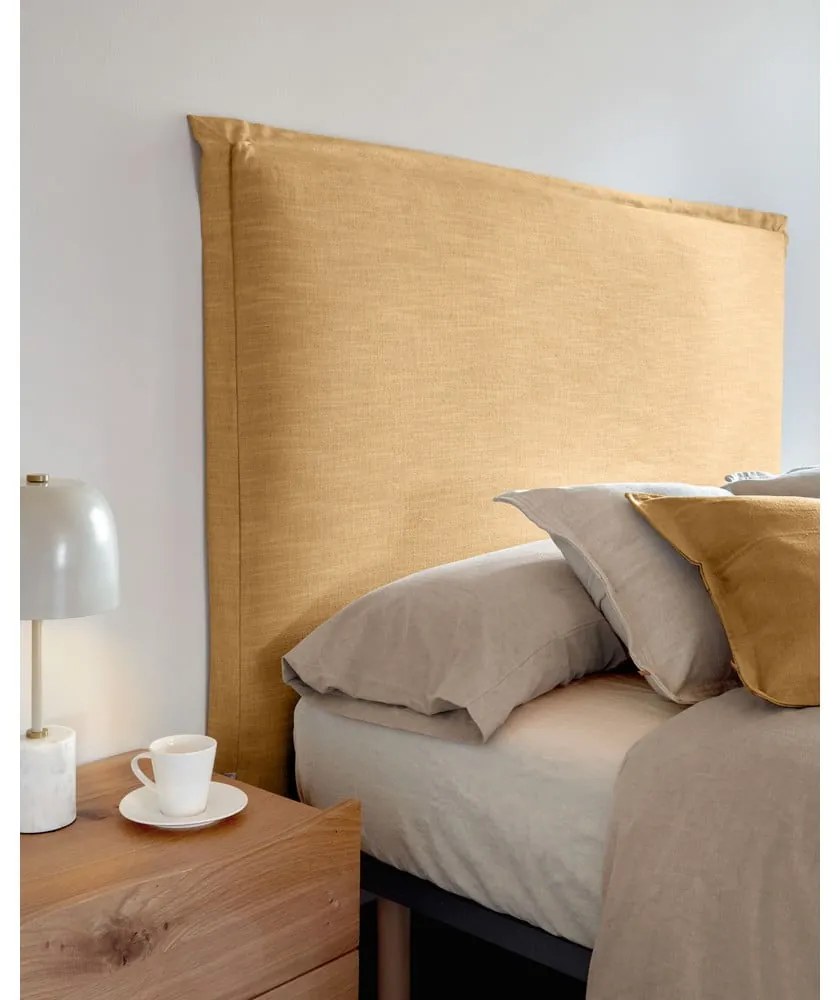 Musztardowy tapicerowany zagłówek 206x106 cm Tanit – Kave Home