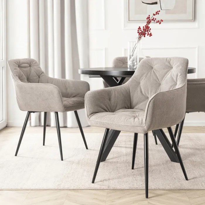 Krzesło Tapicerowane do Salonu MODESTO Szare Nowoczesne Loft