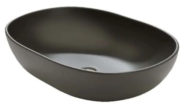 Umywalka ceramiczna nablatowa owalna czarna matowa 60 x 43 cm DOTI Black z cienkim rantem typu Slim