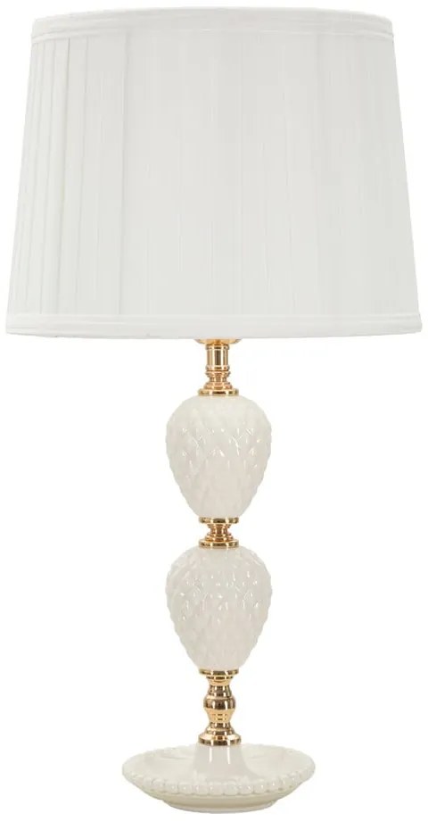 Biała lampa stołowa z tekstylnym kloszem (wysokość 57 cm) Torre – Mauro Ferretti