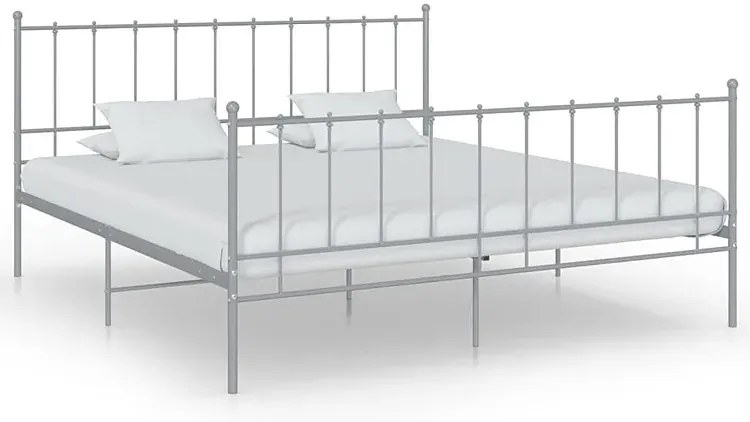 Szare metalowe łóżko małżeńskie 200x200 cm - Laxi