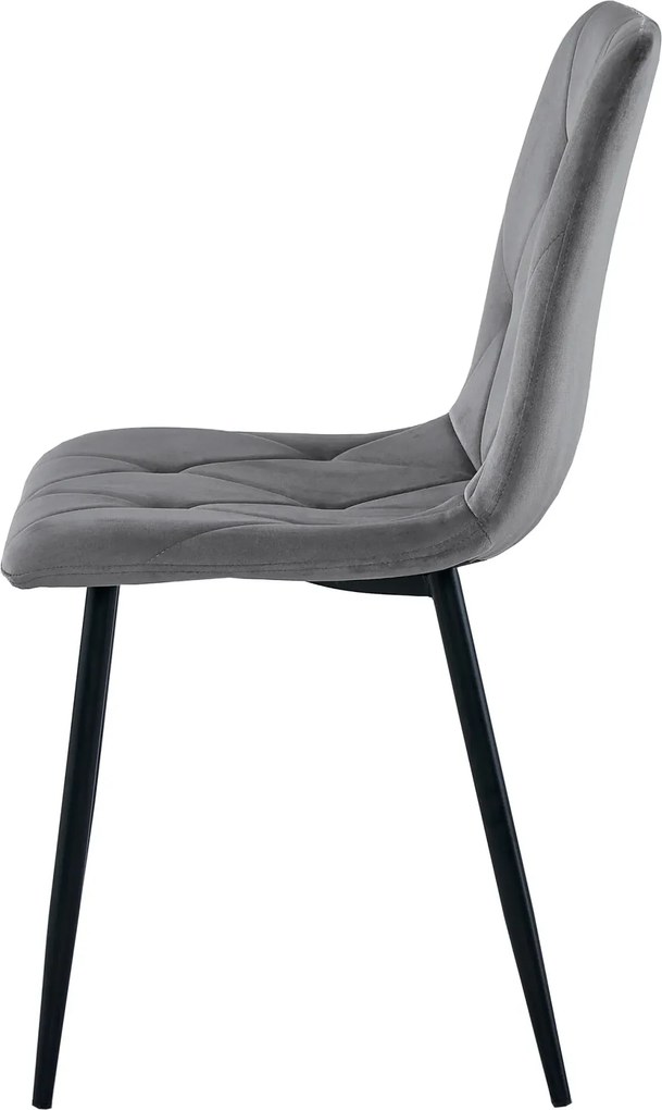 Ciemnoszare krzesło pikowane welurowe K8-L83