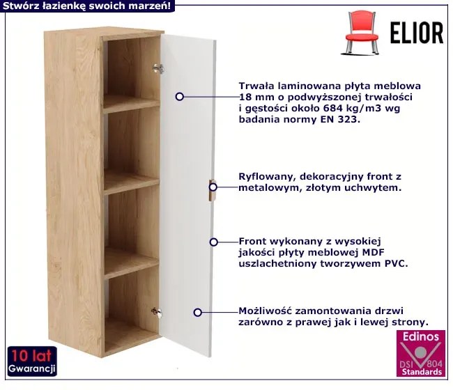Nowoczesna szafka łazienkowa wisząca słupek kaszmirowy + orzech H2-P38