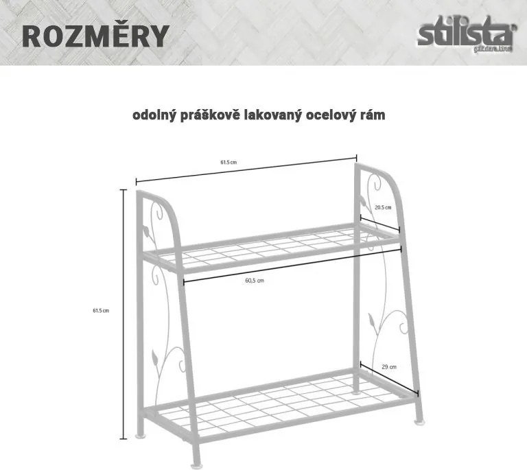 STILISTA stojak na rośliny, 61,5 x 61,5 x 29 cm, stal