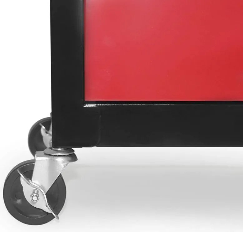 Wózek warsztatowy z 5 szufladami, 61 x 108 cm, czerwony