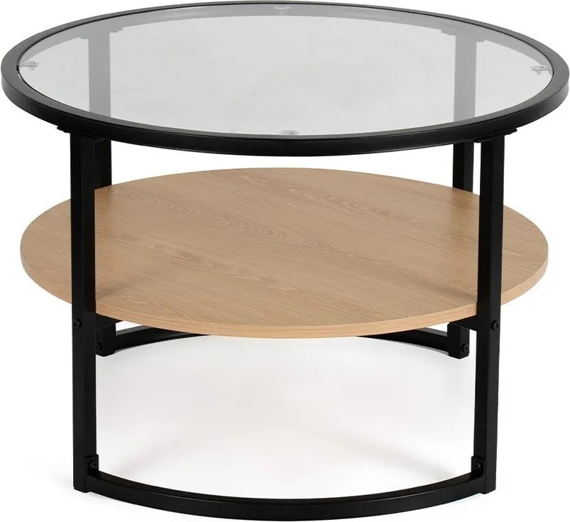 Czarno-naturalny okrągły stolik w dekorze dębu ø 68 cm Zanu – Bonami Essentials