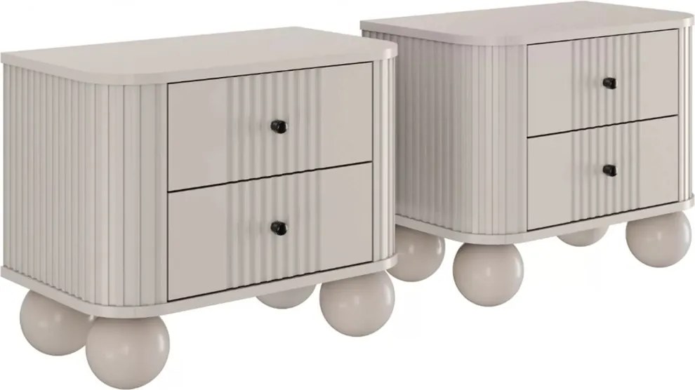 Zestaw szafek nocnych Vesper 56 cm - kaszmir / czarne uchwyty / nogi kule