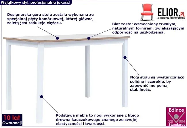 Biało-brązowy stół z drewna kauczukowego Z1-N19
