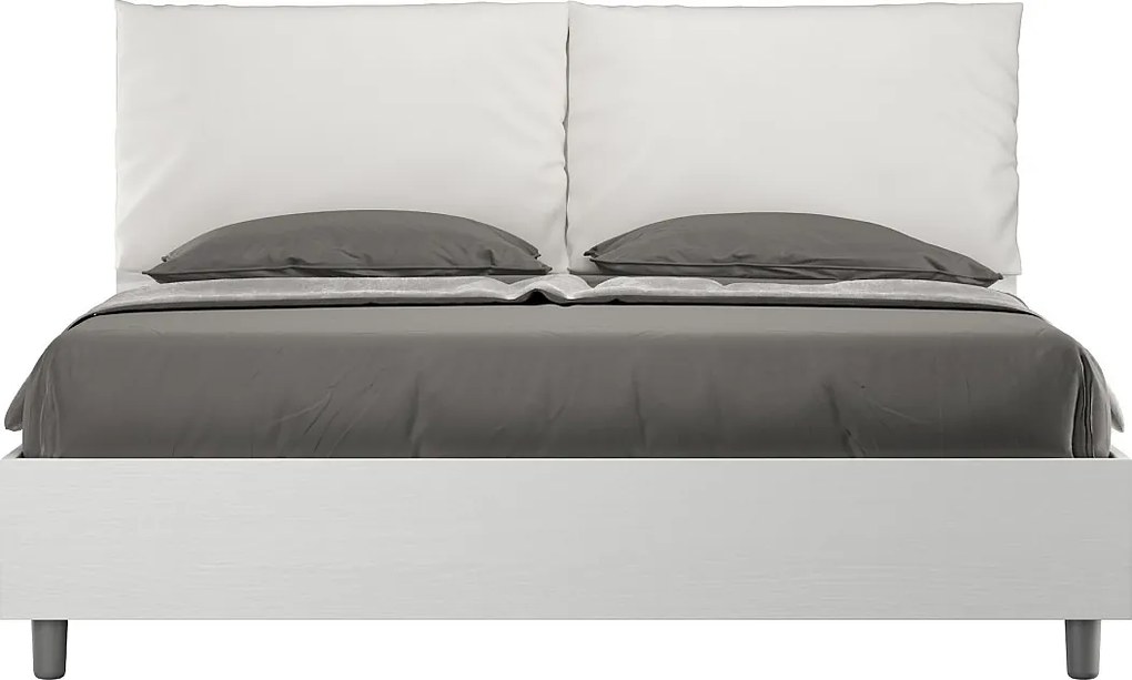 Łóżko bez stelaża 160x200 Frassino biała poduszkami sztucznej skóry biały Egos Antea