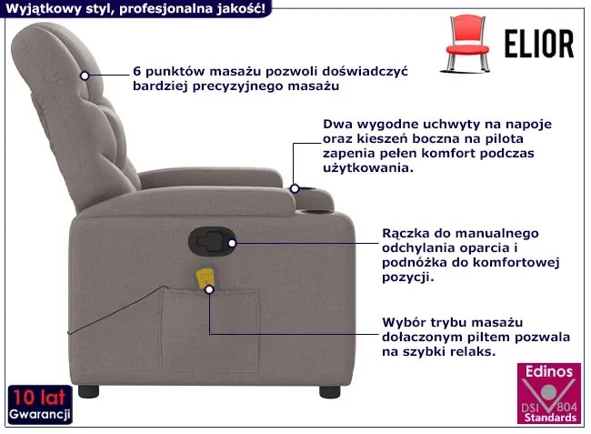 Rozkładany fotel masujący taupe - Tolen 3X