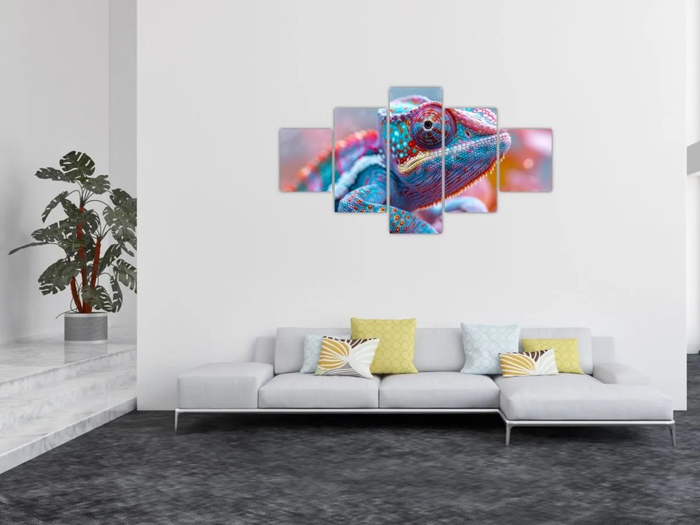Obraz - Kolorowy kameleon (125x70 cm)