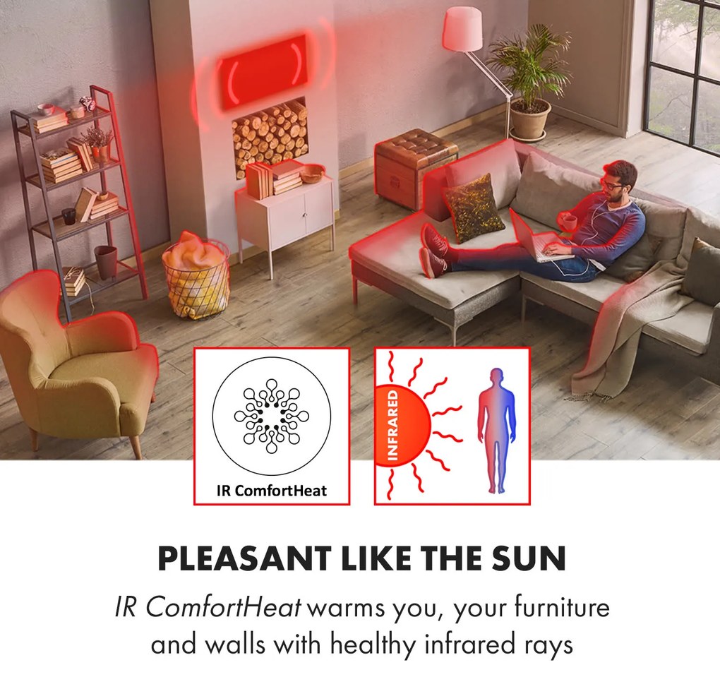 Klarstein HeatPal 1300W 13–25m² Promiennik podczerwieni Srebrny