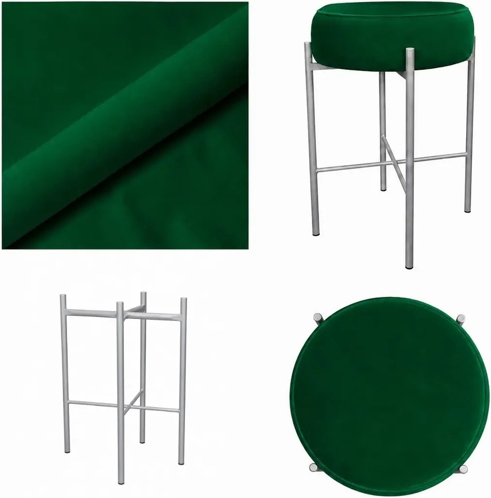 Hoker Pola krzesło barowe podstawa metalowa Tkanina Welur : Kolor Stelaża - Szary, Kolor tkaniny - VELVET - MG25, Typ tkaniny - Velvet