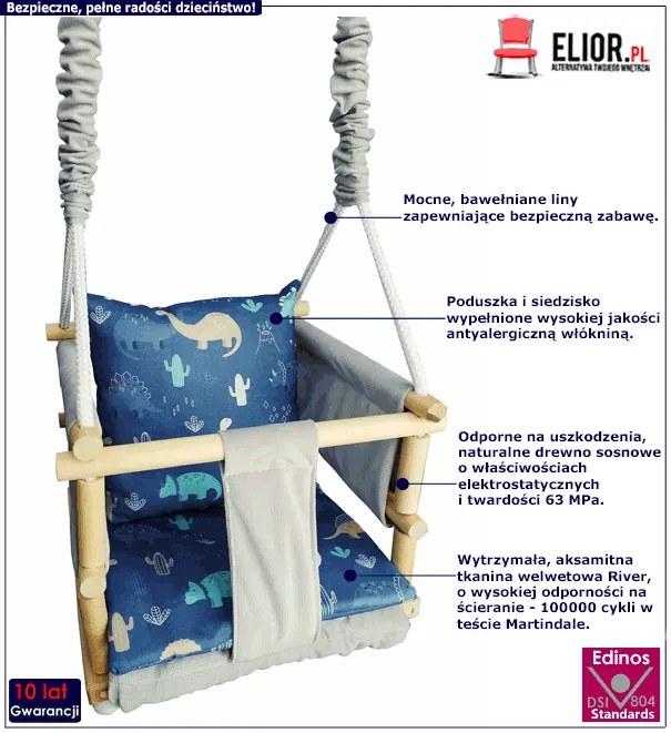 Kubełkowa huśtawka dla dzieci 6 wzorów A6-H95