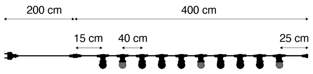 Zewnetrzna Łączone czarne oświetlenie girlandowe z wtyczką 6m, w tym wielokolorowe 10 żarówek E27 IP54 - Lubber Nowoczesny Oswietlenie zewnetrzne
