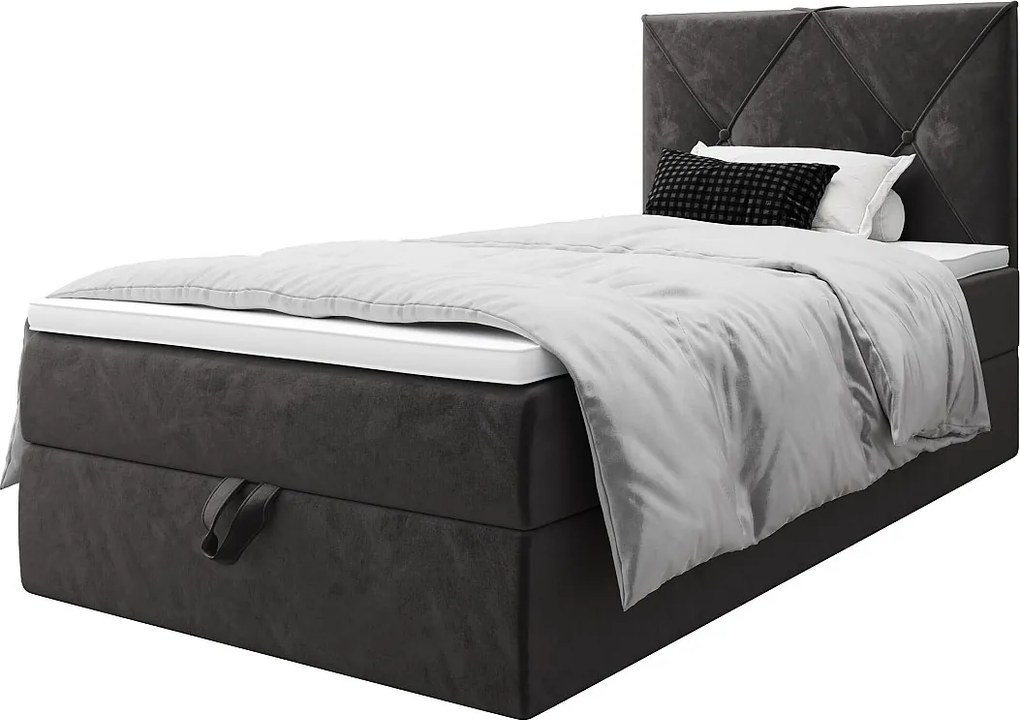 BEDANTE Łóżko kontynentalne ALTEA 80x200 Monolith 92 szare łóżko z pojemnikiem na pościel łóżko pojedyncze łóżko hotelowe topper materac sypialnia pojemnik MONOLITH