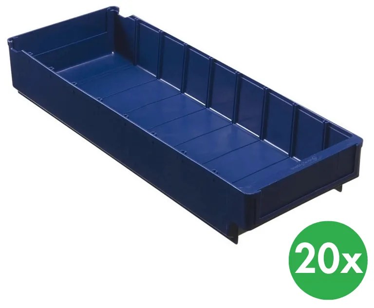 Regałowe pojemniki z tworzywa sztucznego MAX - 188 x 500 x 80 mm, 20 szt.