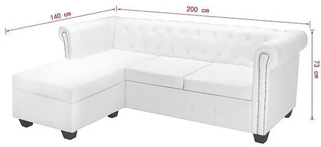 Biały narożnik z leżanką w stylu Chesterfield, lewostronny - Xavier 4Q