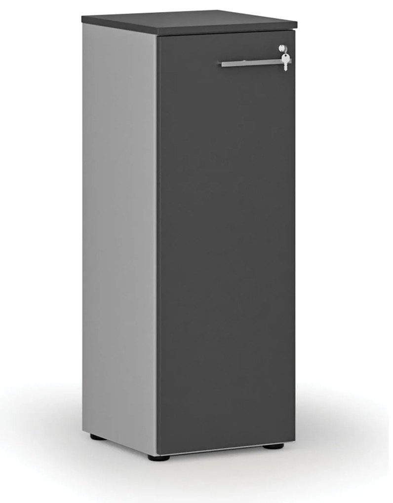 Szafa biurowa niska z drzwiami PRIMO GRAY, 400 x 420 x 1087 mm, szary/grafit