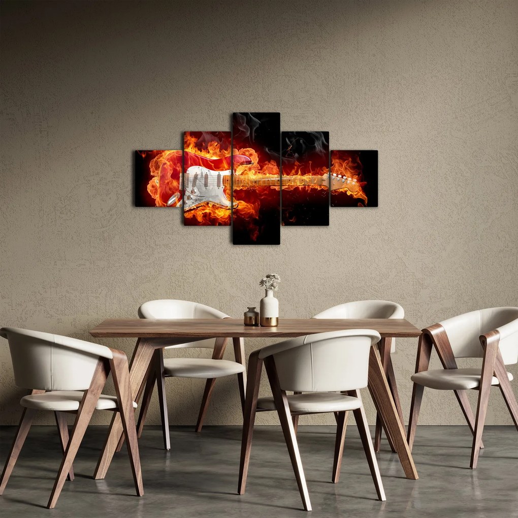 Obraz - Gitara w płomieniach (125x70 cm)