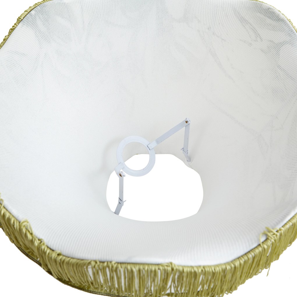 Abażur z tkaniny z motywem liści i białym wnętrzem 45/15/21,5 - Heritage klasyczny/Antyczny