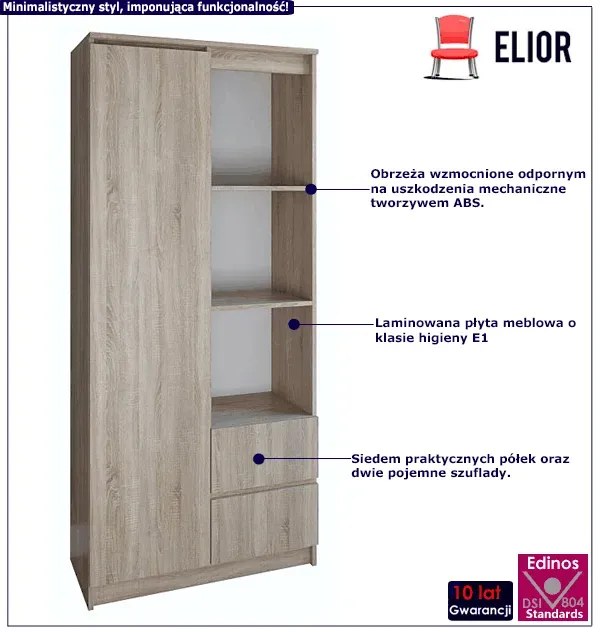 Półotwarty regał z szufladami do garderoby H3-L94