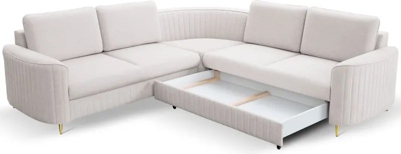 Narożnik LAREN nowoczesna sofa z funkcją spania pojemnik na pościel prawa strona CASTEL 04 251x251x85 cm