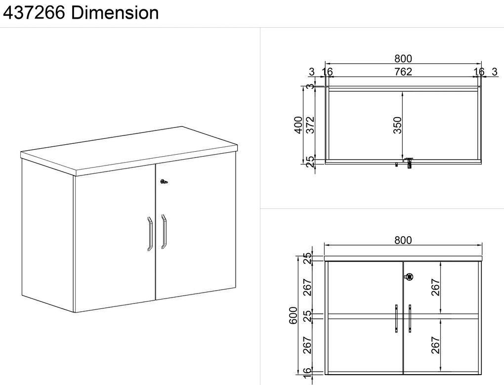 Nadstawka dwudrzwiowa MIRELLI, 800 x 400 x 600 mm, brzoza