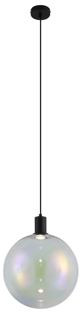 Designerska lampa wisząca czarna ze szkłem tęczowym 35 cm - MallonDesignerski Oswietlenie wewnetrzne