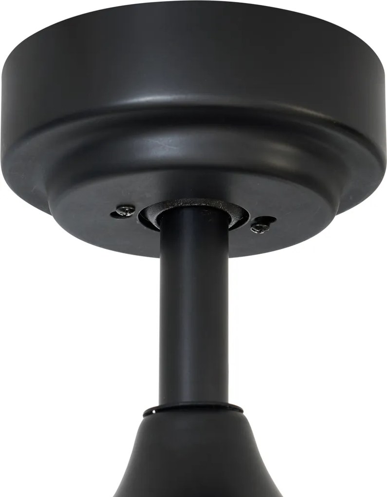 Czarny wentylator sufitowy z nadrukiem drewna 132 cm z LED ściemnialny z pilotem - Joly